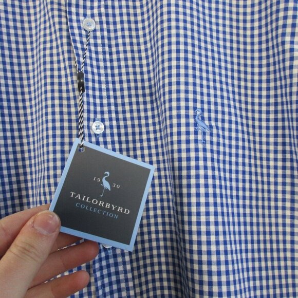 Tailorbyrd Men's Gingham Cotton Stretch Long Sleeve Shirt L Navy Sporty 256 - Picture 5 of 11